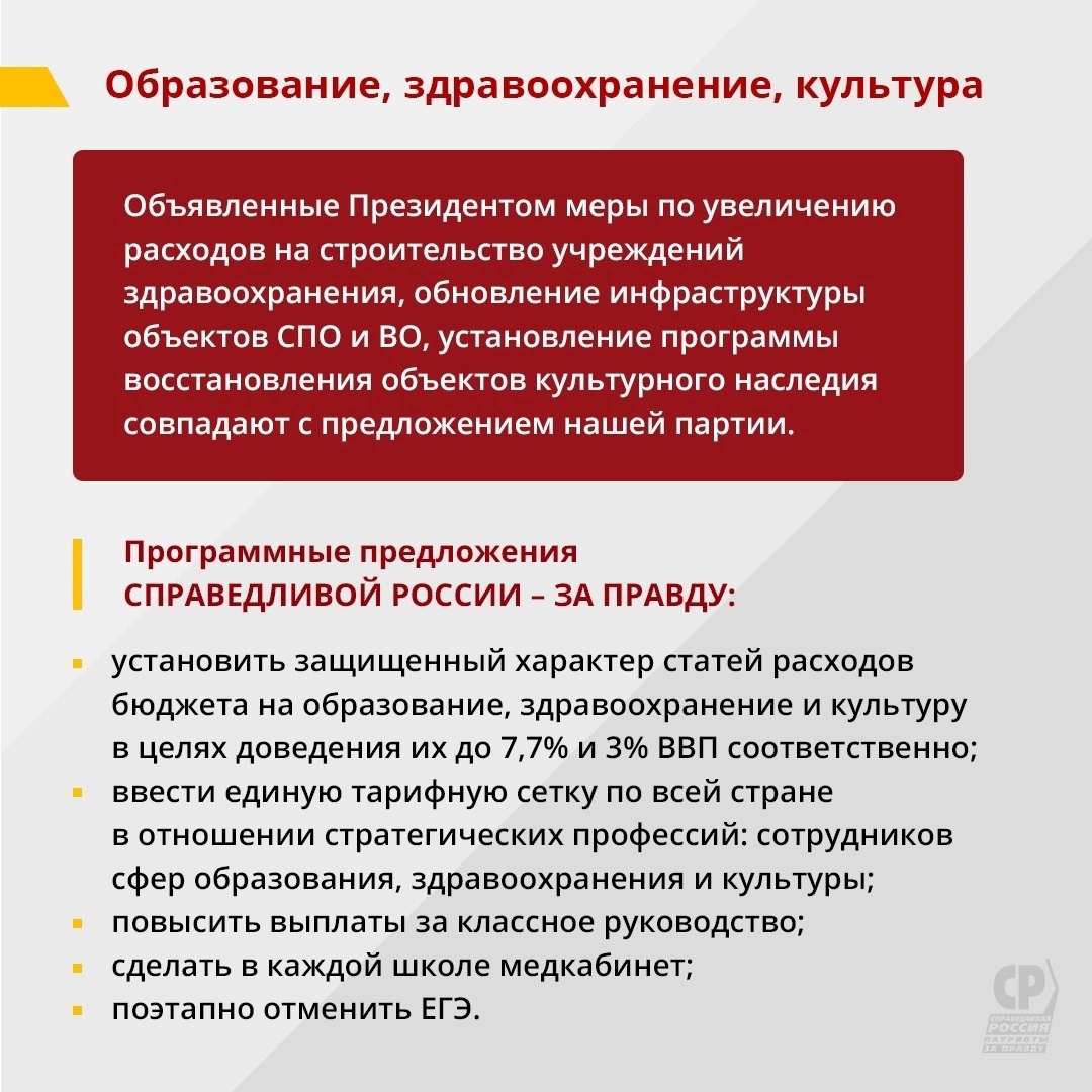 Главные законодательные инициативы СПРАВЕДЛИВОЙ РОССИИ – ЗА ПРАВДУ нашли  отражение в Послании Президента | 04.03.2024 | Курган - БезФормата